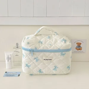 Cute Quilted Bow Toiletry Bag